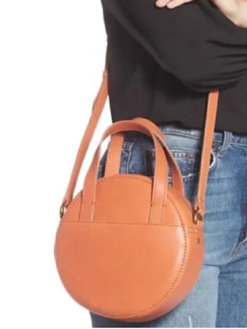 Madewell Juno Leather Circle Bag in Burnt Orange